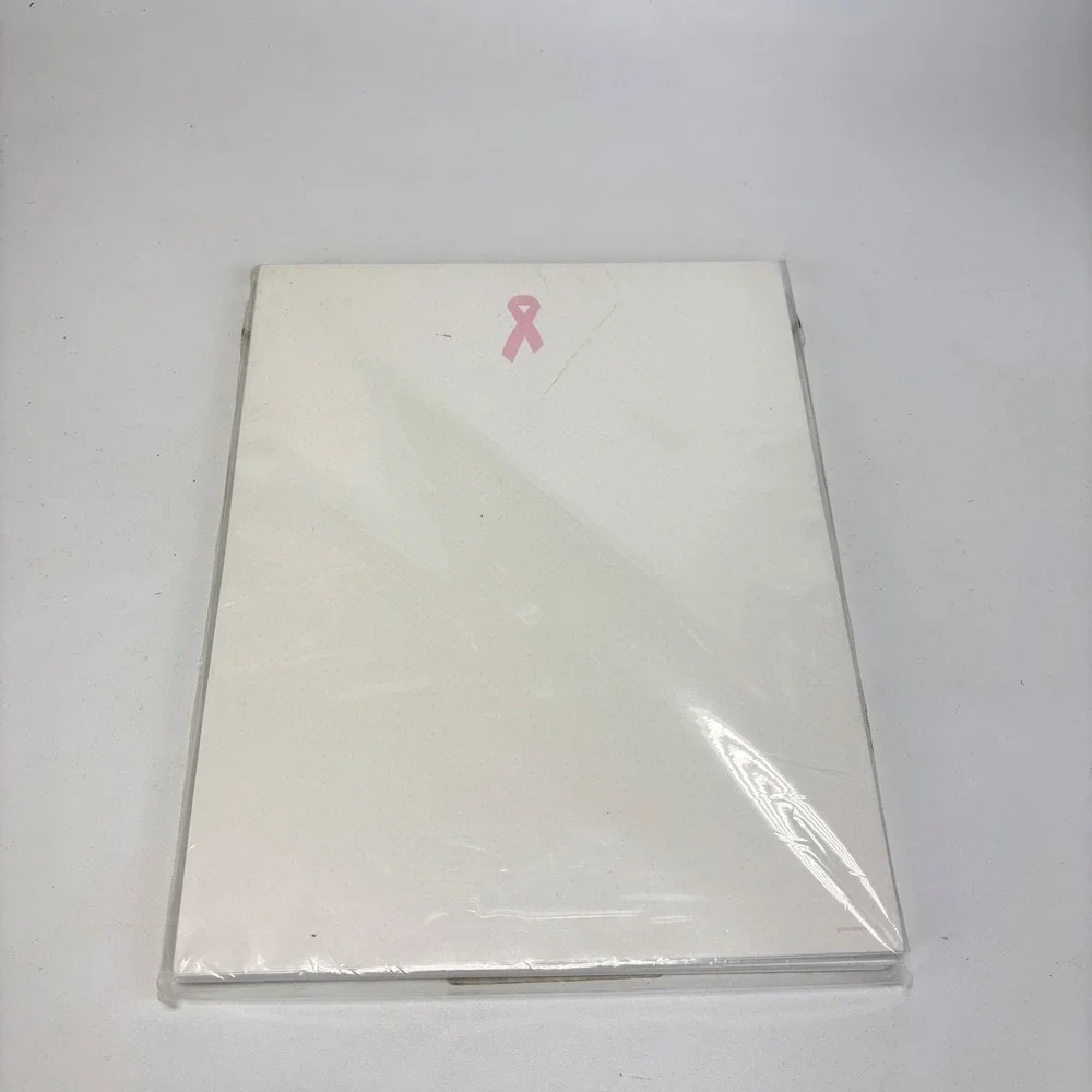 Breast Cancer Awareness Pink Ribbon Stationery Pack White 100 Sheets GardenPaper